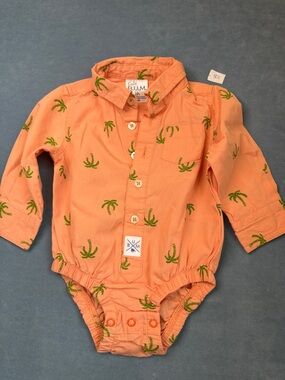 Baby B.U.M. Kids Orange Palm-Print One-Piece Shirt Romper